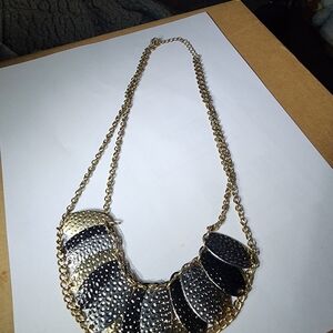 Elegant Gold and Black Statement Necklace